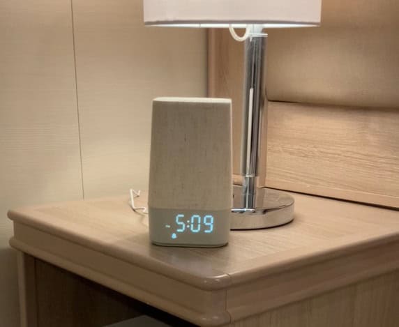 sunrise alarm clock in an interior stateroom