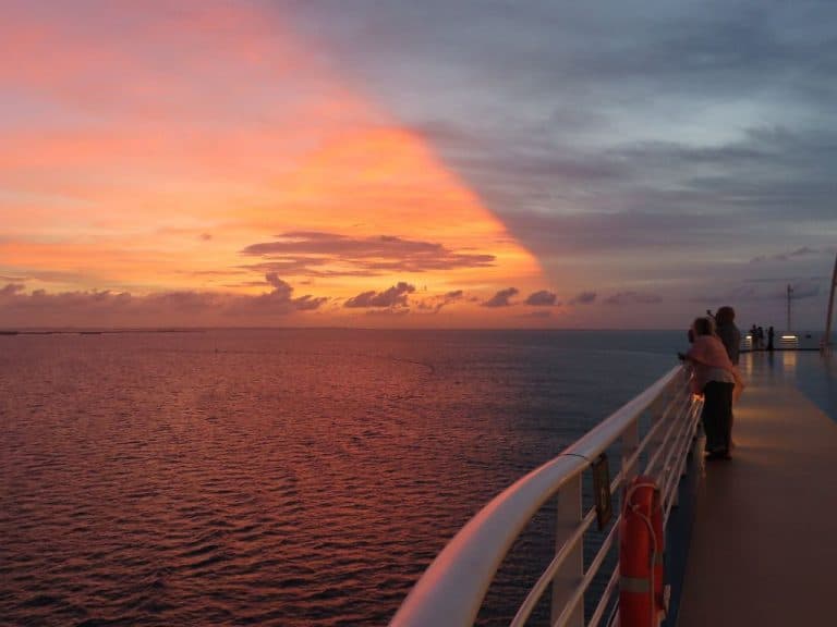 cruise ship sunset